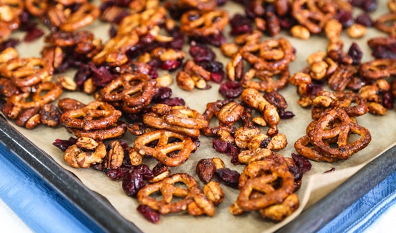 Sweet and Savory Nuts and Pretzels snack