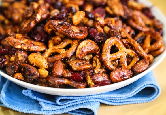 Sweet and Savory Nuts and Pretzels recipe