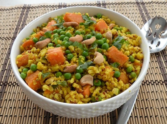 Gingery rice with sweet potatoes and peas