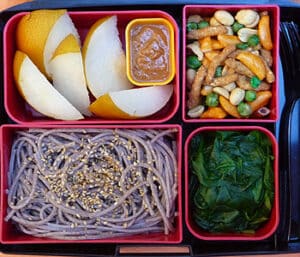 soba noodles in bento box lunch