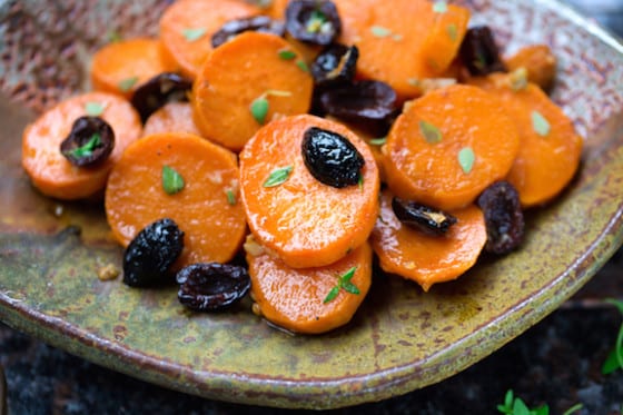 Thyme-Scented Sweet Potatoes with Black Olives and Garlic