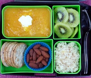 butternut squash soup in bento box lunch