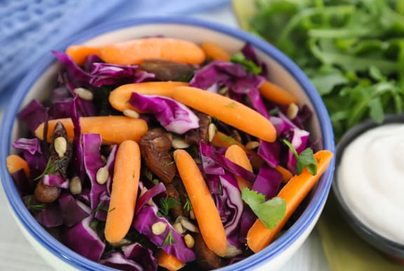 Red Cabbage, Carrot, and Apricot Salad