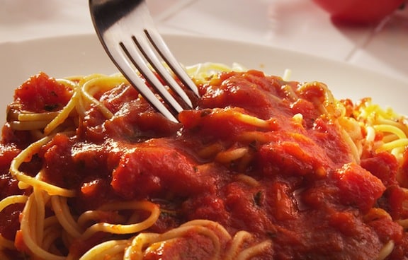 Marinara sauce with spaghetti