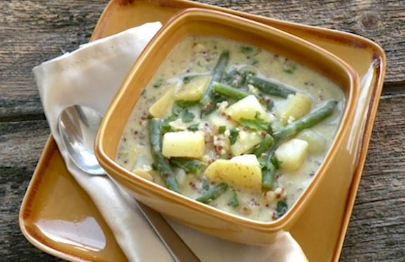 Cold Potato, Green Bean, and Quinoa Soup