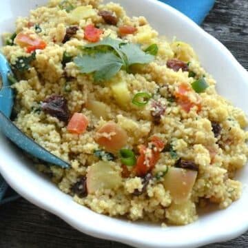 Couscous pilaf with apple and dried fruits