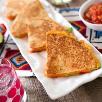 Vegan Sweet potato and avocado quesadillas