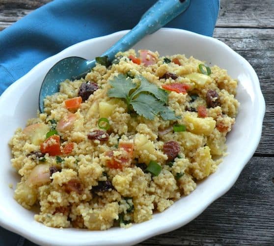 Couscous pilaf with apple and dried fruits
