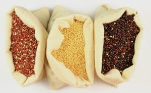 Quinoa varieties - red, tan, and black