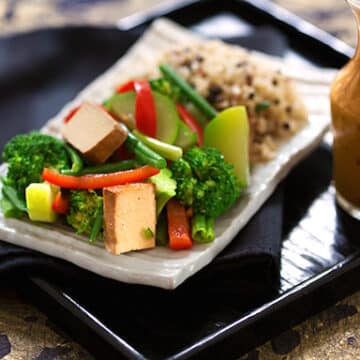 Thai-Style Steamed Green Vegetables with Coconut-Peanut Sauce recipe