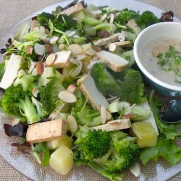 Tofu, broccoli, and pineapple salad