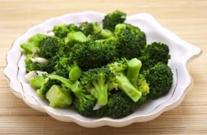 Broccoli in a seashell dish