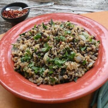 Mujaddarah (lentil and bulgur pilaf)