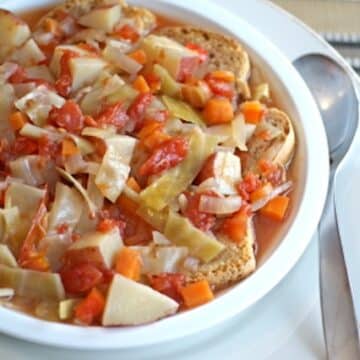 sweet and sour bread and cabbage stew