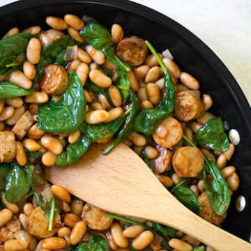 BBQ White Beans with Vegan Sausage and Spinach3