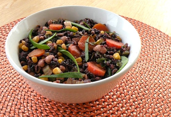 Black Rice with Black-Eyed Peas and Greens