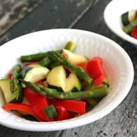 Asparagus, squash, and red bell pepper sauté