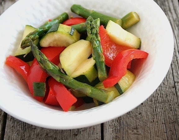 Asparagus, squash, and red bell pepper sauté recipe for spring