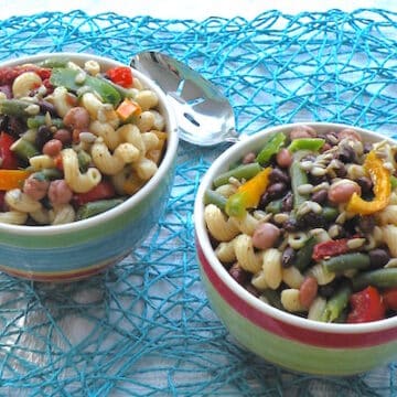Three-bean pasta salad