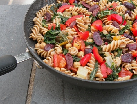 pasta with chard and chickpeas