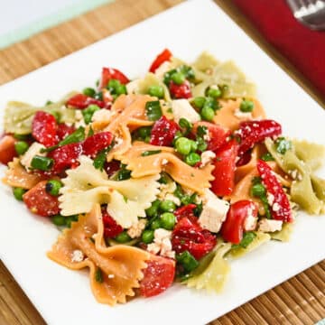 Pasta Salad with Roasted Peppers and Tofu "Feta"