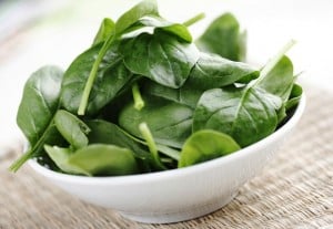 Fresh spinach in a bowl