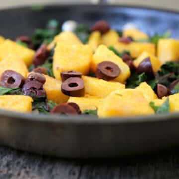 Polenta with Chard and olives