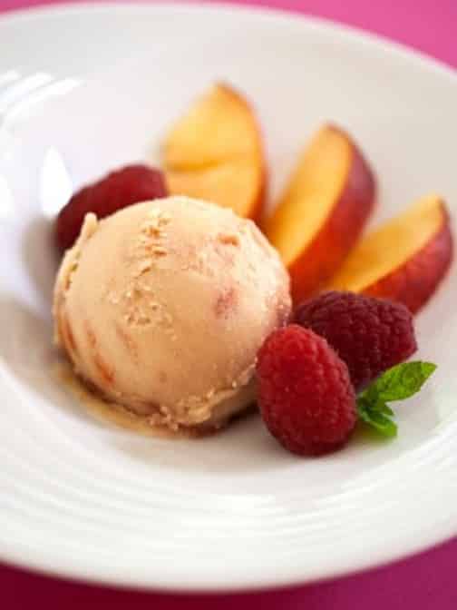 Peach melba ice cream