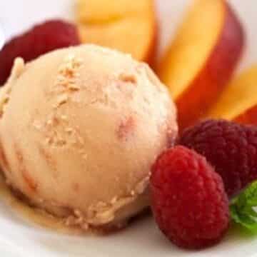 Vegan Peach melba ice cream