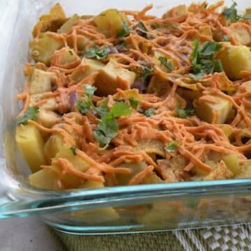 Potato and tofu with green chilies casserole