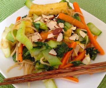 hoisin-glazed bok choy with tofu and soba noodles from Wild About Greens