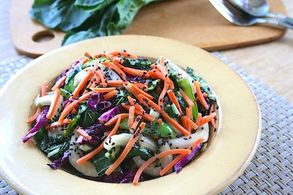 Bok Choy salad with snow peas