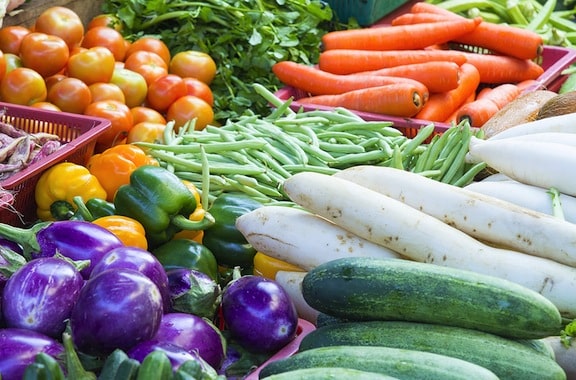 Colorful vegetables at farm market