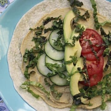 Hummus, cucumber, and avocado wrap