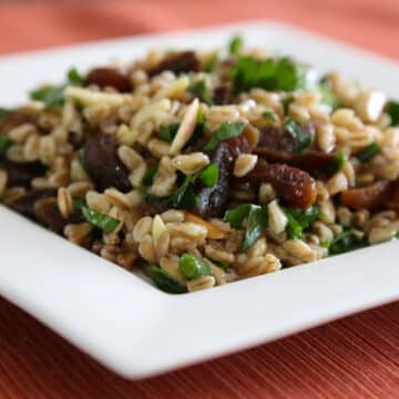 Barley or farro salad with almonds and apricots