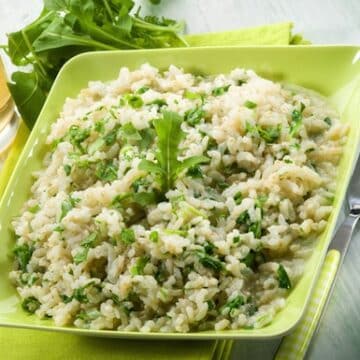 Baked risotto with arugula recipe