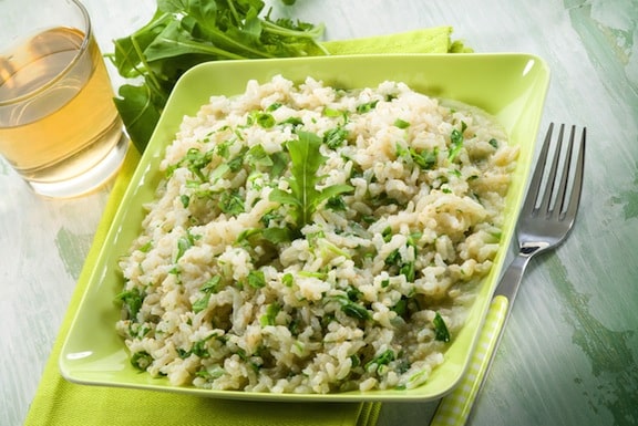 Baked risotto with arugula recipe