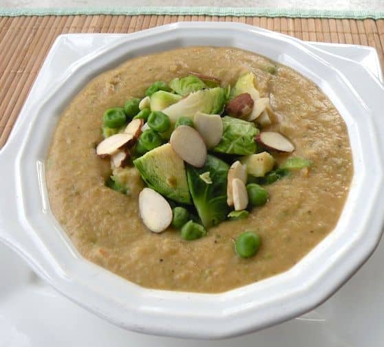 Almond Brussels sprouts soup recipe