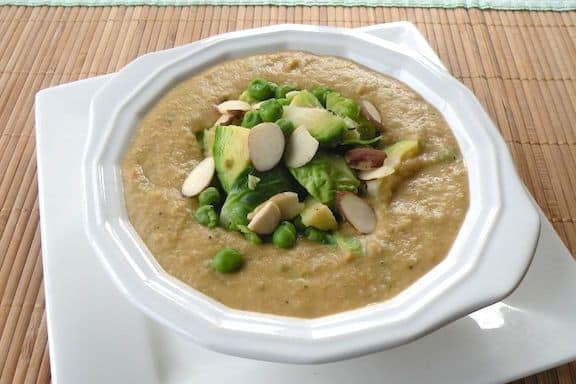 Almond Brussels sprouts soup