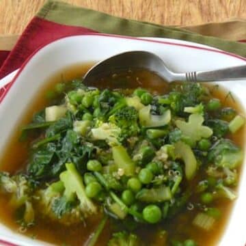 Quick Green Veggie soup with couscous or quinoa