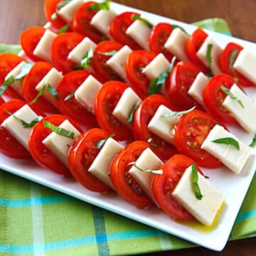 Vegan Caprese Salad (tomatoes, vegan mozzarella, and basil)