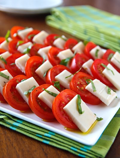 Vegan Caprese Salad  (tomatoes, vegan mozzarella, and basil)