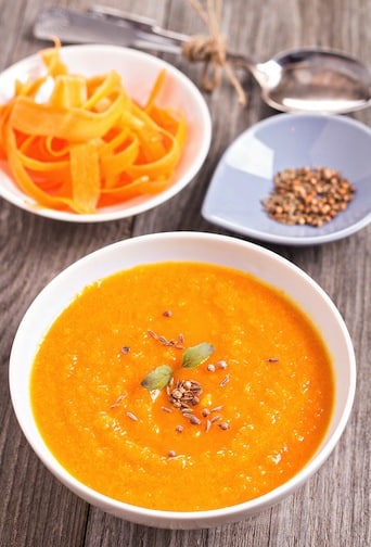 Carrot, orange, and ginger soup