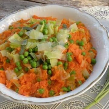 Mashed Sweet Potatoes with Leeks and Peas1