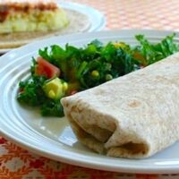 Vegan mashed potato burritos and southwestern kale salad