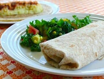 Vegan mashed potato burritos and southwestern kale salad