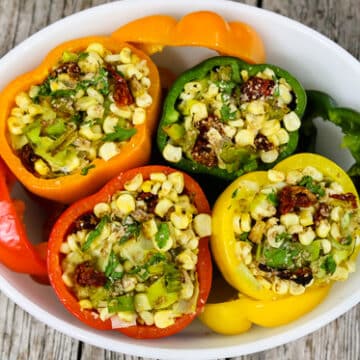 Corn and Leek Stuffed Peppers