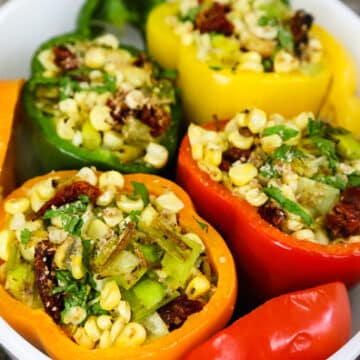 Corn and Leek Stuffed Peppers