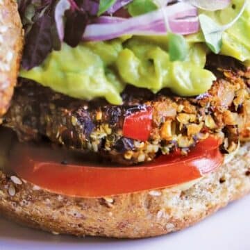 Black bean hemp protein burger by Julie Morris