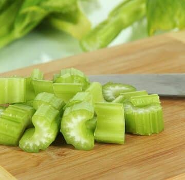 Celery on cutting board
